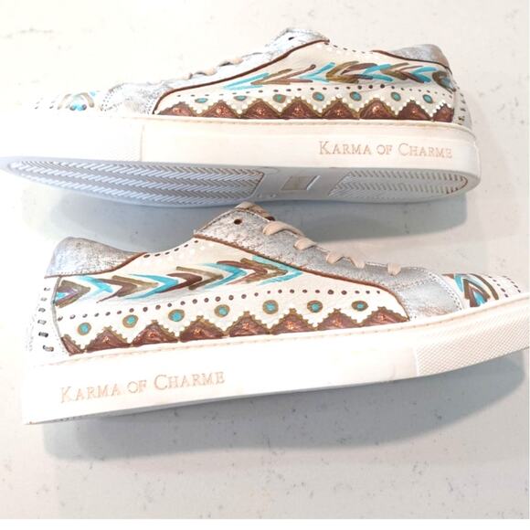 Sundance Karma of Charme Italian Handpainted Leather Sneakers - Picture 12 of 15